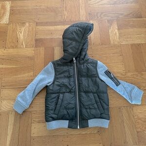 Green and Gray Bomber Hooded Jacket